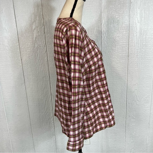 Talbots Pink Plaid Long Sleeve Blouse Size Medium - Picture 3 of 8